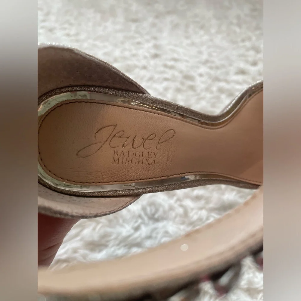 Jewel Badgley Mischka Mayra Ankle Strap Evening Shoe - gold glitter - Picture 6 of 8